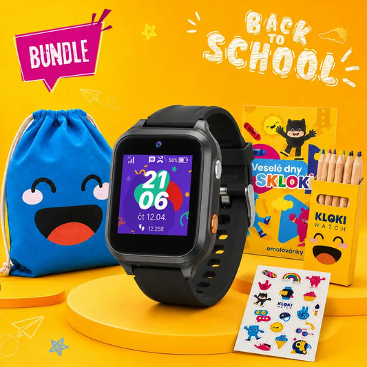 Back to School csomag: KLOKI Star gyerek GPS-hívóóra - fekete
