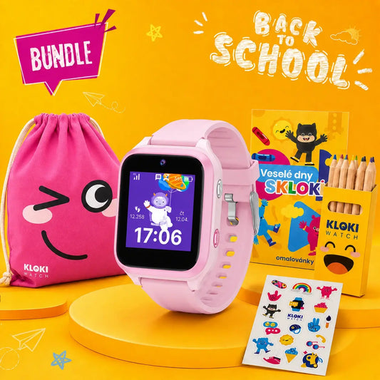Back to School csomag: KLOKI Star gyerek GPS-hívóóra - rózsaszín