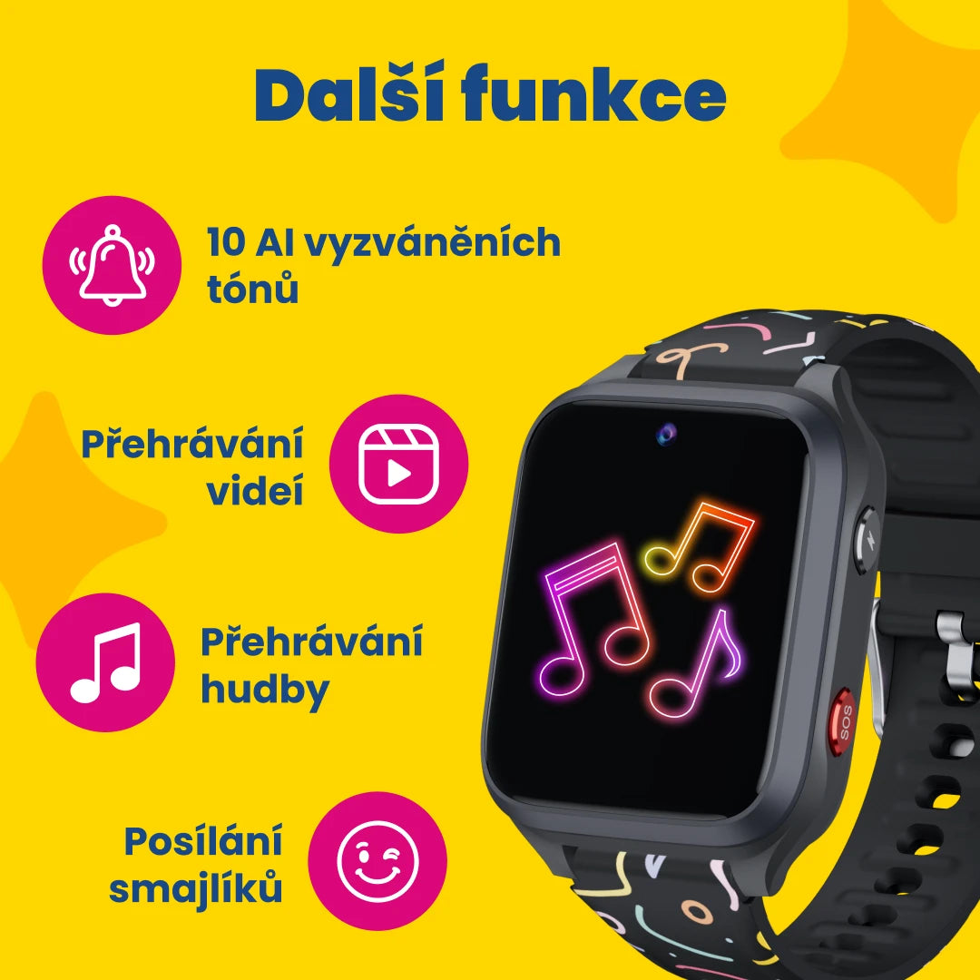 KLOKI Star gyerek GPS telefonóra hívásfunkcióval - fekete | akciós csomag