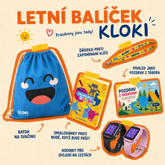 Dětské volací GPS hodinky KLOKI Star - Růžové | Letní balíček