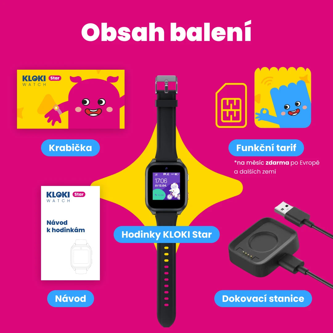 KLOKI Star gyerek GPS telefonóra hívásfunkcióval - fekete | akciós csomag