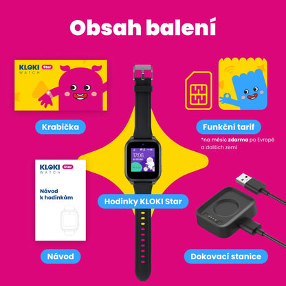 KLOKI Star gyerek GPS telefonóra hívásfunkcióval - fekete | akciós csomag