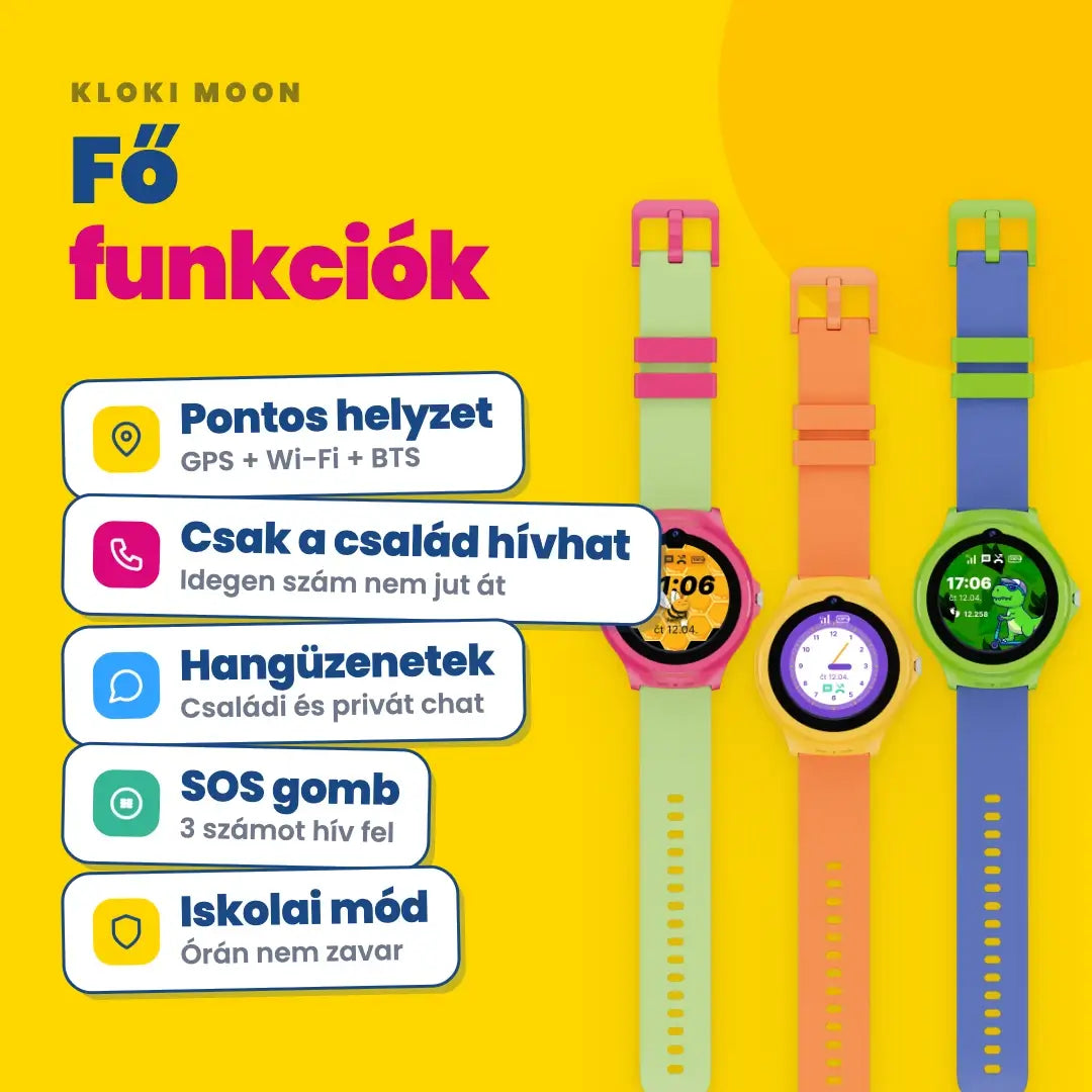 KLOKI Moon gyerek GPS-hívóóra - Kék