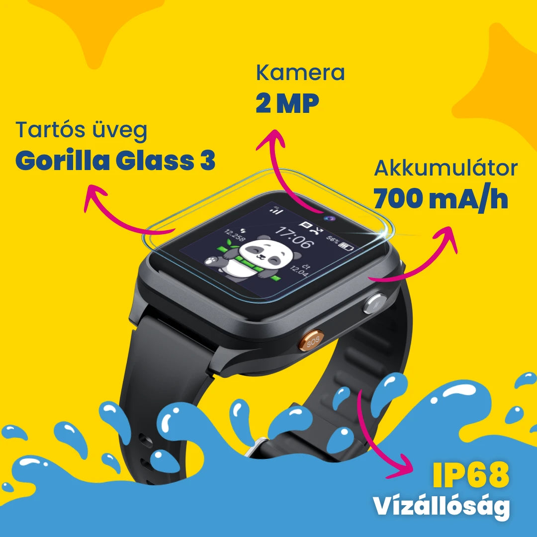 GPS-es gyerek okosóra hívásfunkcióval KLOKI Star - Rózsaszín