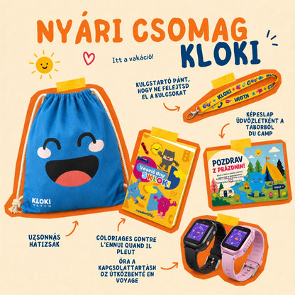 GPS-es gyerek okosóra hívásfunkcióval KLOKI Star - Rózsaszín | Nyári csomag