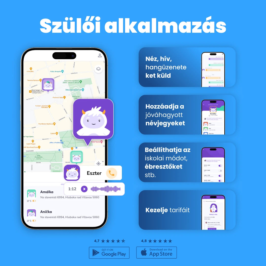 GPS-es gyerek okosóra hívásfunkcióval KLOKI Star - Rózsaszín