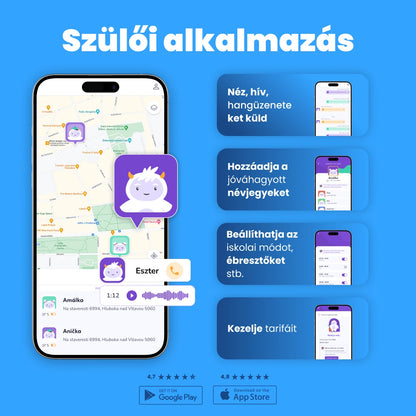 GPS-es gyerek okosóra hívásfunkcióval KLOKI Star - Rózsaszín