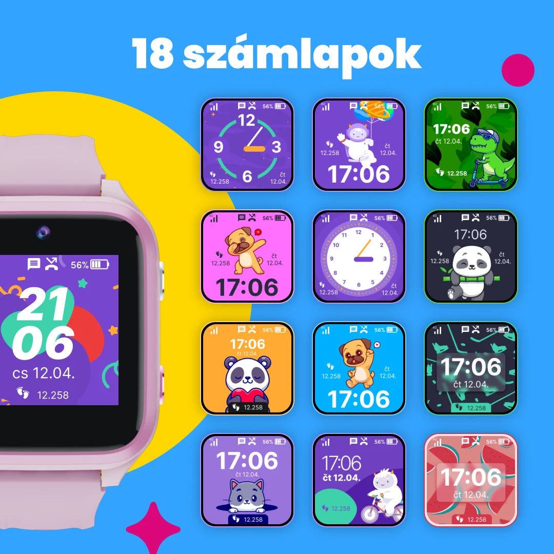 GPS-es gyerek okosóra hívásfunkcióval KLOKI Star - Rózsaszín
