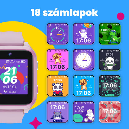 GPS-es gyerek okosóra hívásfunkcióval KLOKI Star - Rózsaszín